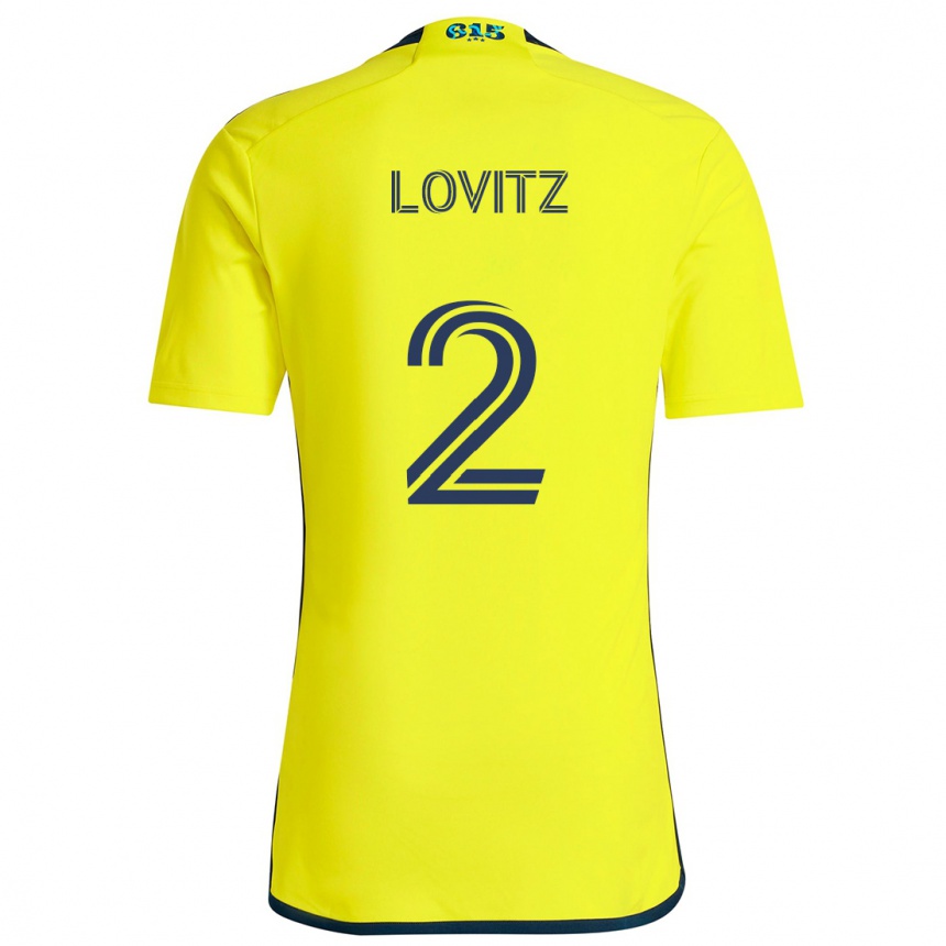 Kids Football Daniel Lovitz #2 Yellow Blue Home Jersey 2024/25 T-Shirt Canada