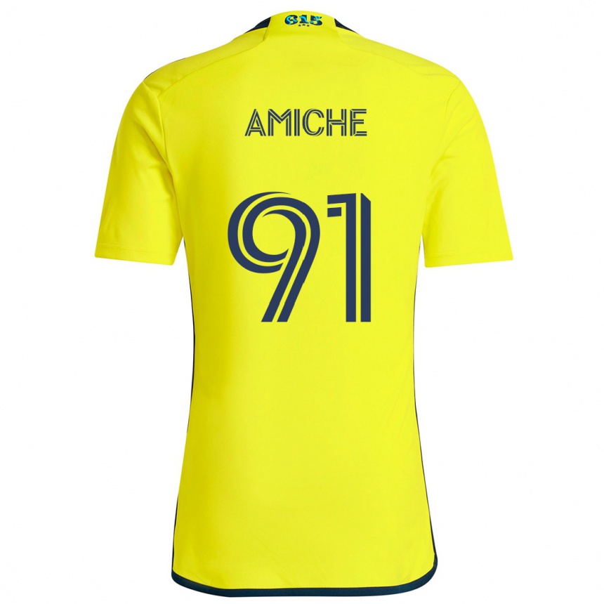 Enfant Football Maillot Kemy Amiche #91 Jaune Bleu Tenues Domicile 2024/25 Canada