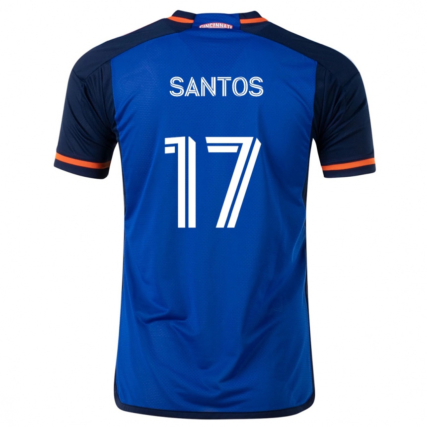 Kids Football Sergio Santos #17 Blue White Home Jersey 2024/25 T-Shirt Canada