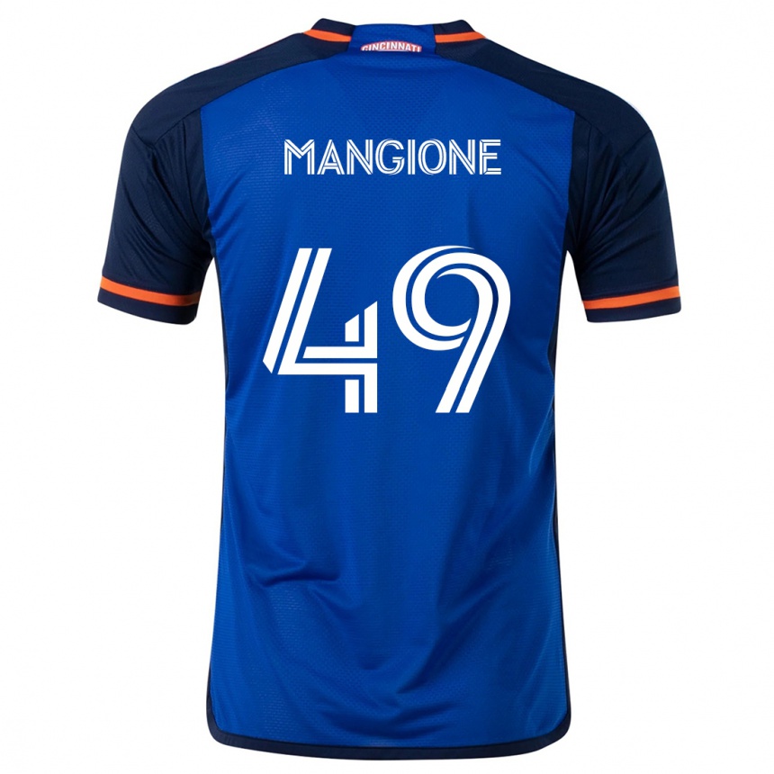 Enfant Football Maillot Peter Mangione #49 Bleu Blanc Tenues Domicile 2024/25 Canada