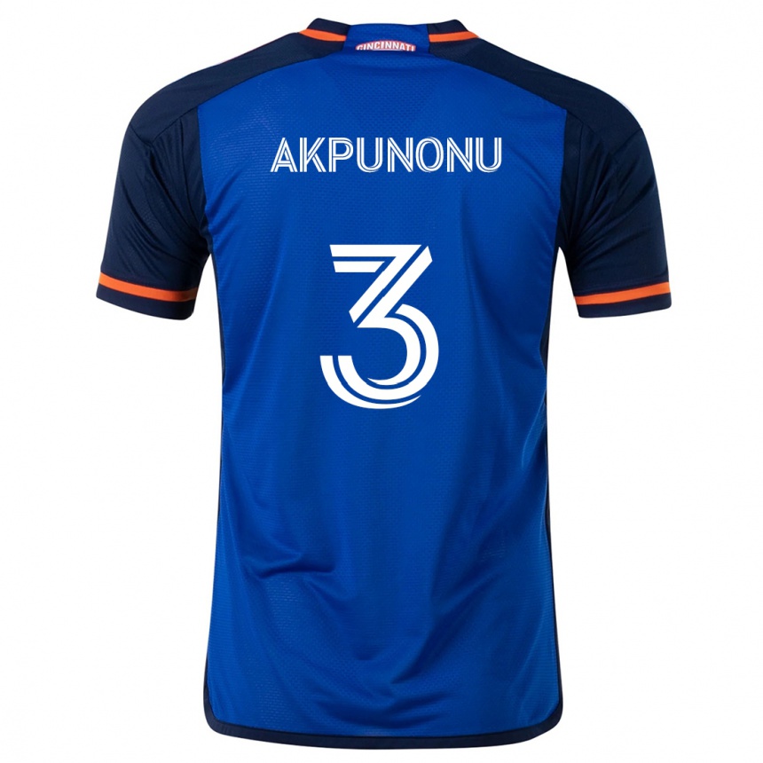 Kids Football Joey Akpunonu #3 Blue White Home Jersey 2024/25 T-Shirt Canada