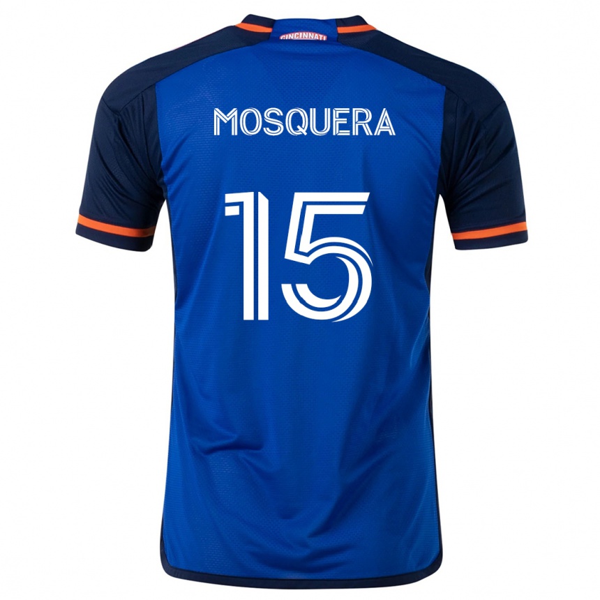 Enfant Football Maillot Yerson Mosquera #15 Bleu Blanc Tenues Domicile 2024/25 Canada