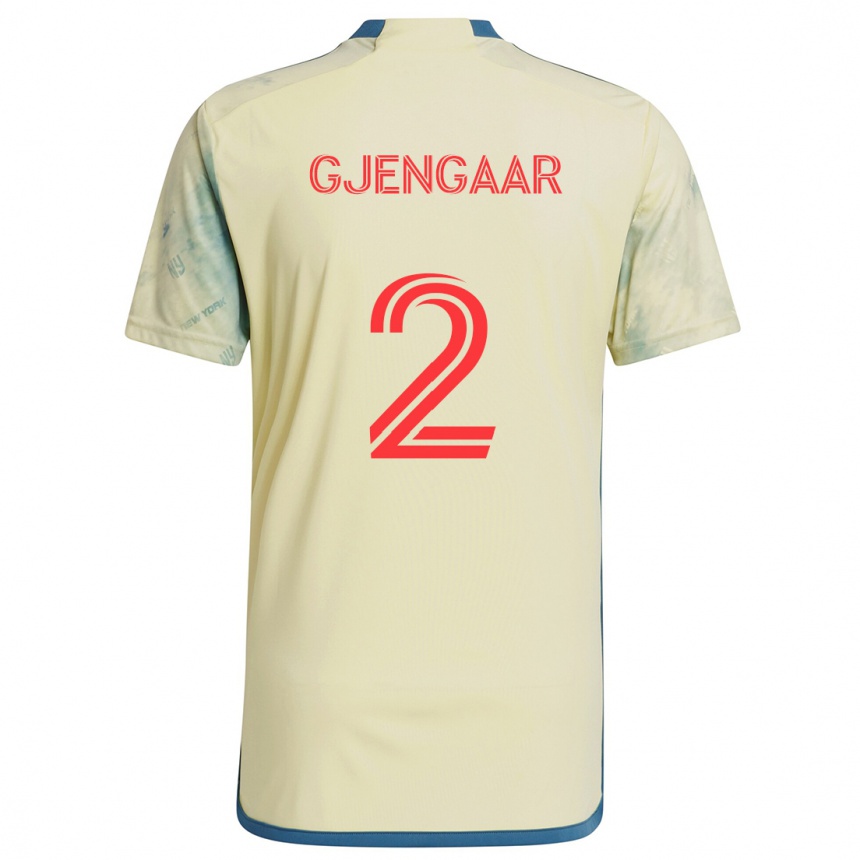 Kids Football Dennis Gjengaar #2 Yellow Red Blue Home Jersey 2024/25 T-Shirt Canada