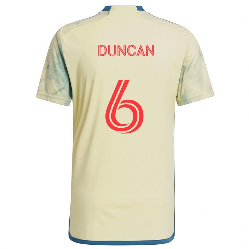 Enfant Football Maillot Kyle Duncan #6 Jaune Rouge Bleu Tenues Domicile 2024/25 Canada