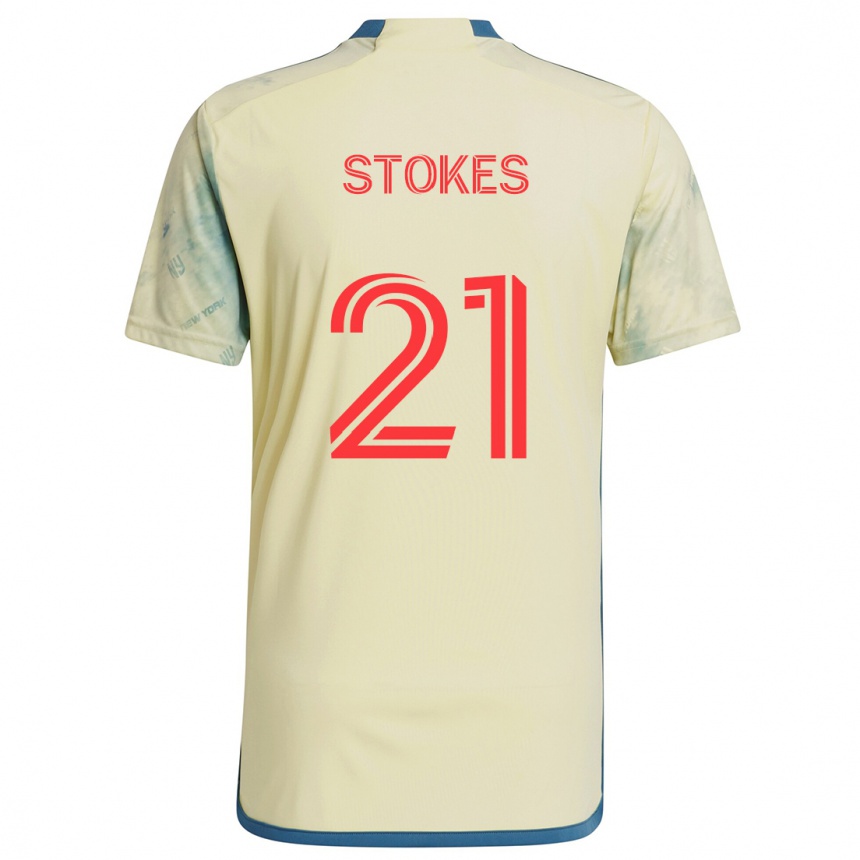 Enfant Football Maillot Aidan Stokes #21 Jaune Rouge Bleu Tenues Domicile 2024/25 Canada