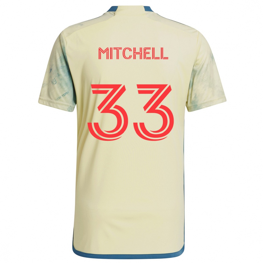 Enfant Football Maillot Roald Mitchell #33 Jaune Rouge Bleu Tenues Domicile 2024/25 Canada