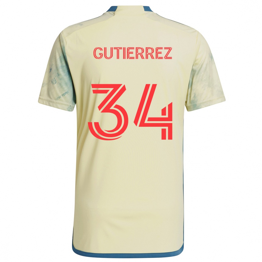 Kids Football Juan Gutierrez #34 Yellow Red Blue Home Jersey 2024/25 T-Shirt Canada