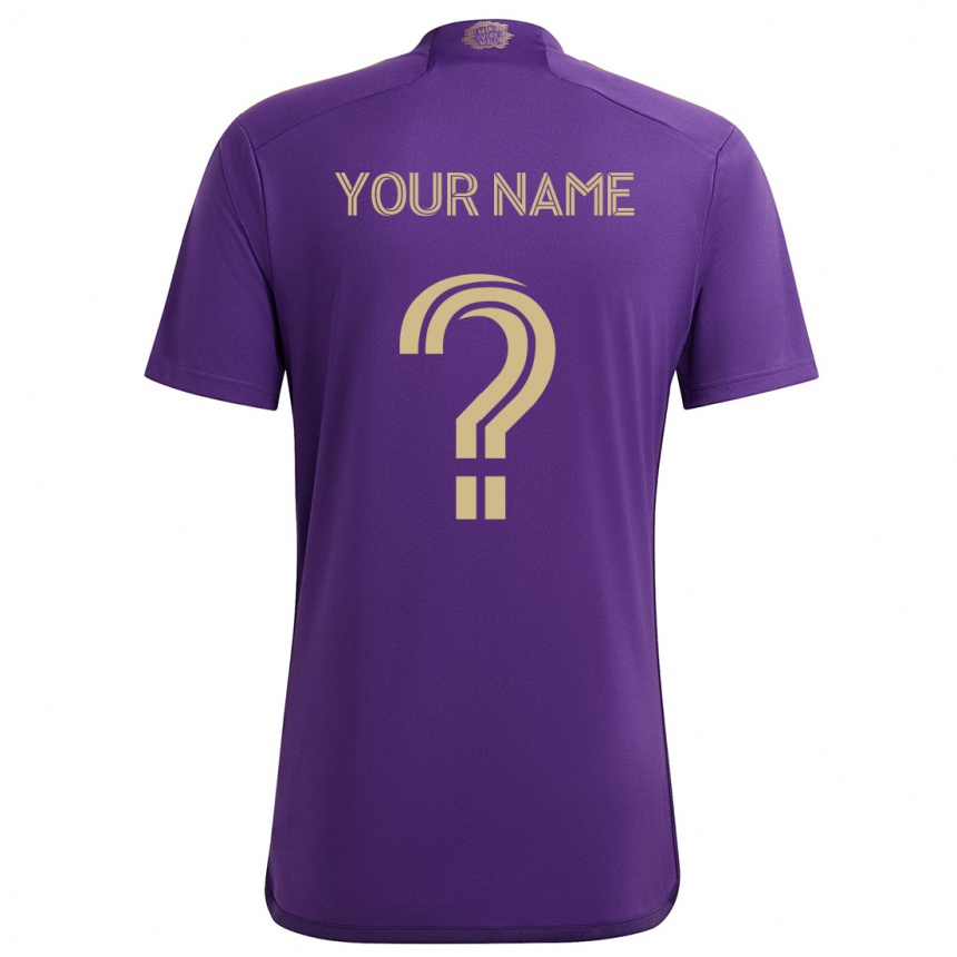 Kids Football Your Name #0 Purple Yellow Home Jersey 2024/25 T-Shirt Canada