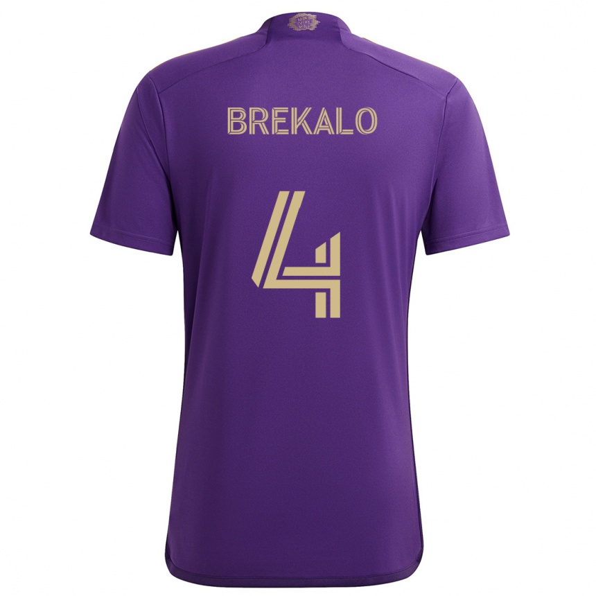 Enfant Football Maillot David Brekalo #4 Violet Jaune Tenues Domicile 2024/25 Canada