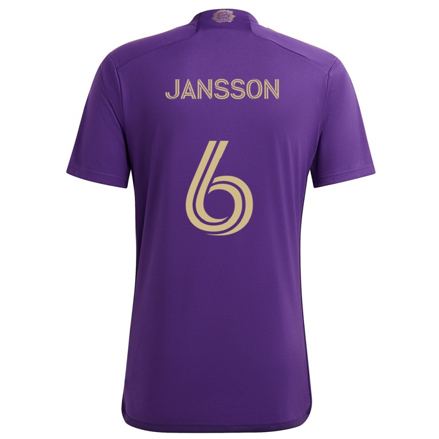 Kids Football Robin Jansson #6 Purple Yellow Home Jersey 2024/25 T-Shirt Canada