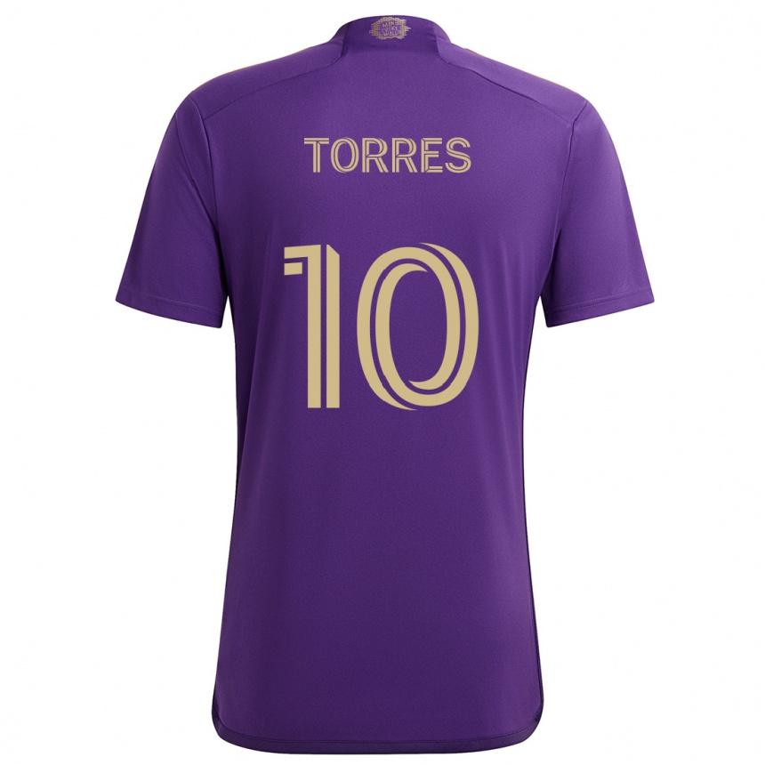 Kids Football Facundo Torres #10 Purple Yellow Home Jersey 2024/25 T-Shirt Canada