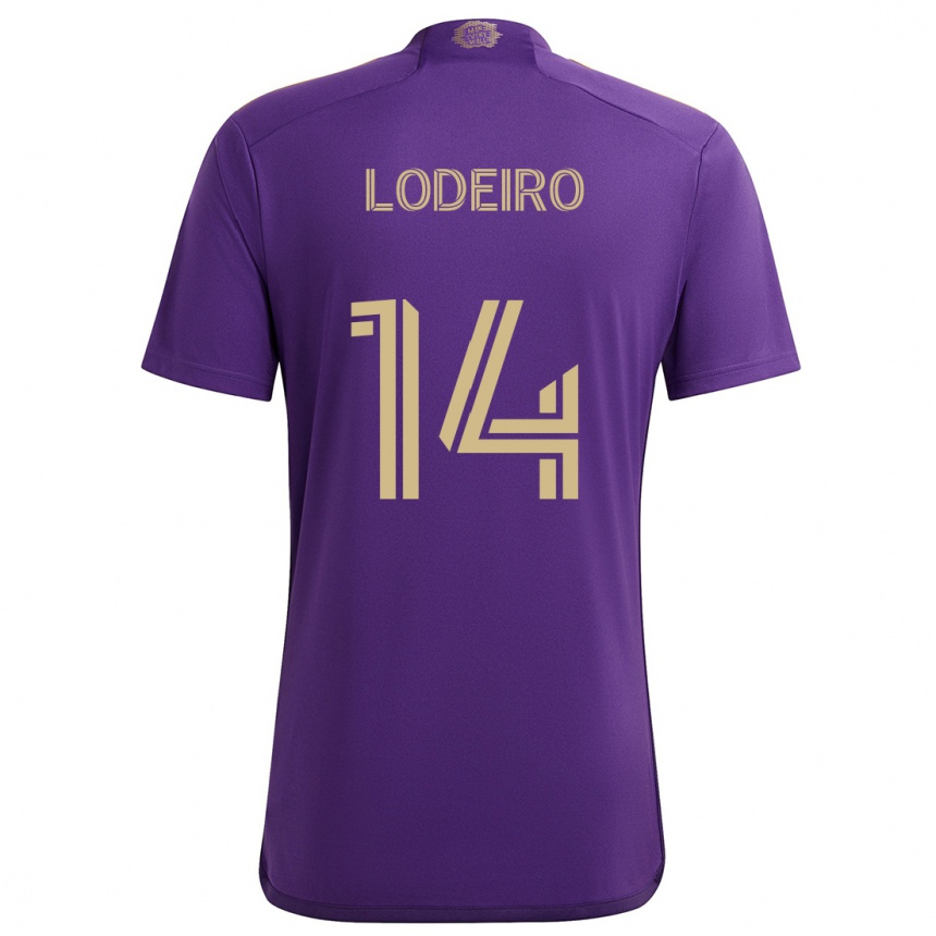 Kids Football Nicolás Lodeiro #14 Purple Yellow Home Jersey 2024/25 T-Shirt Canada