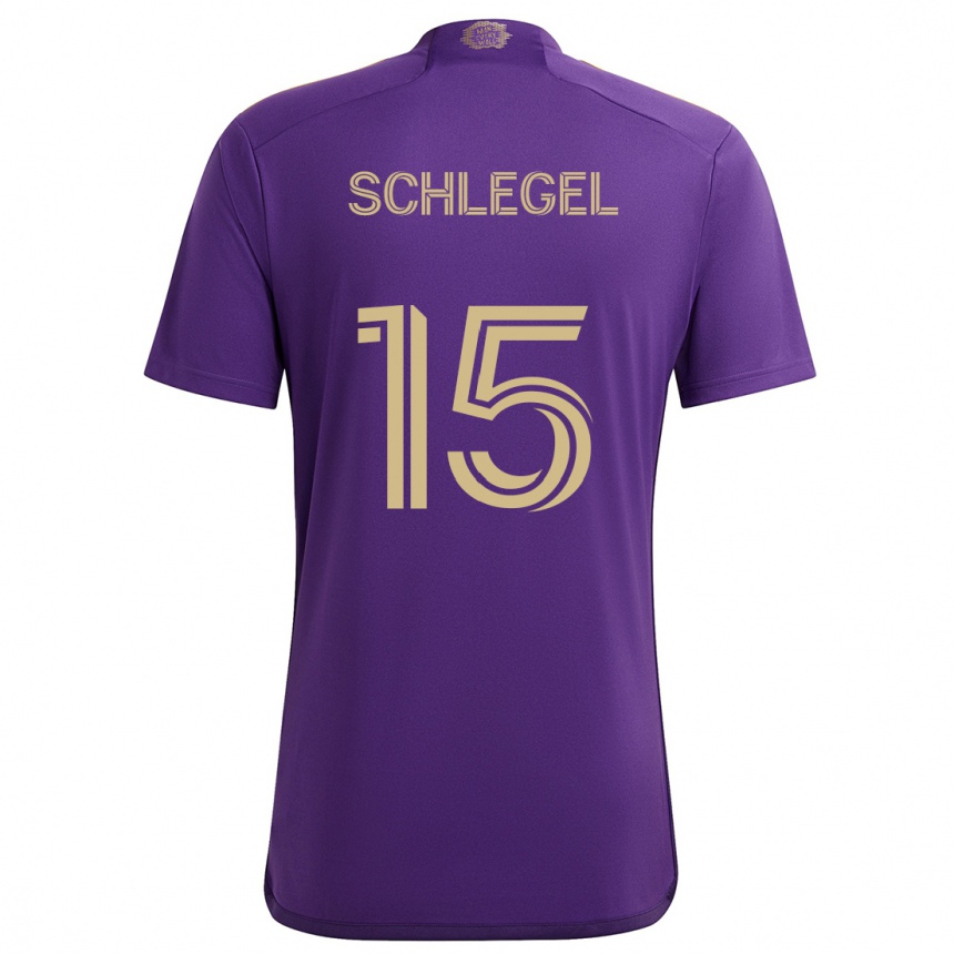 Kids Football Rodrigo Schlegel #15 Purple Yellow Home Jersey 2024/25 T-Shirt Canada