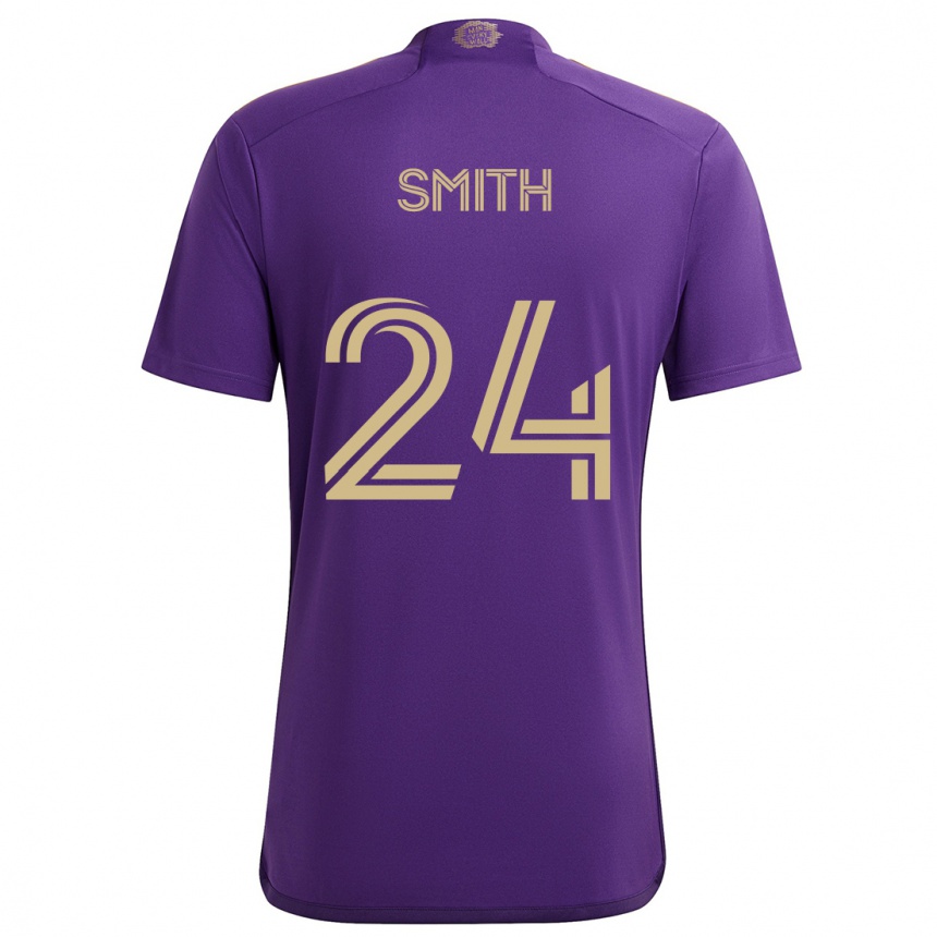 Kids Football Kyle Smith #24 Purple Yellow Home Jersey 2024/25 T-Shirt Canada