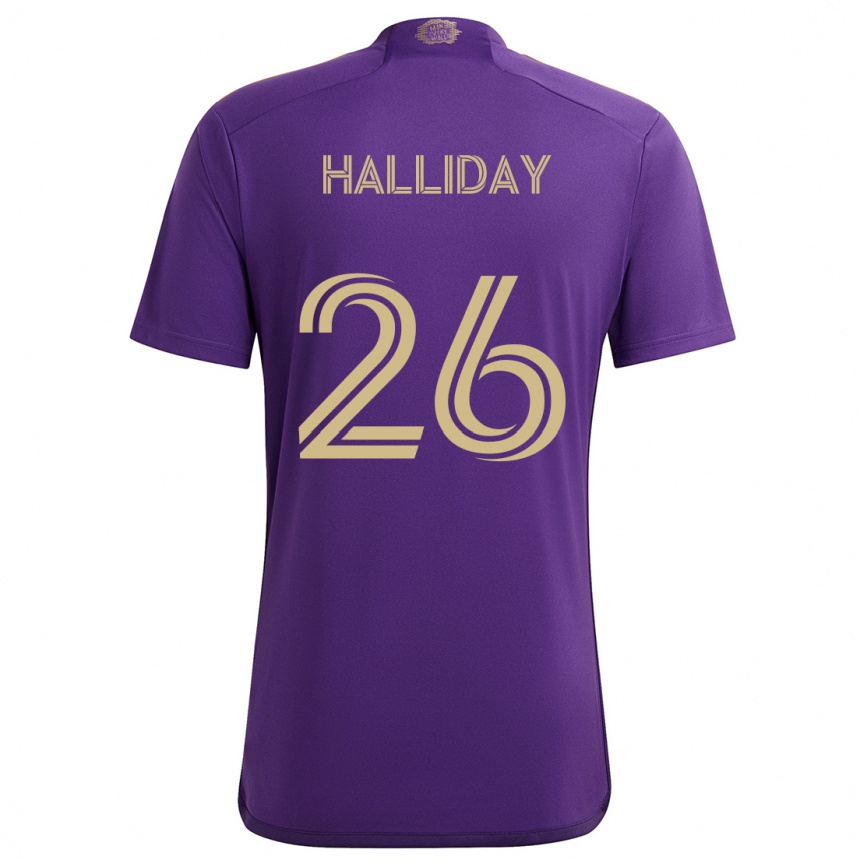 Kids Football Michael Halliday #26 Purple Yellow Home Jersey 2024/25 T-Shirt Canada