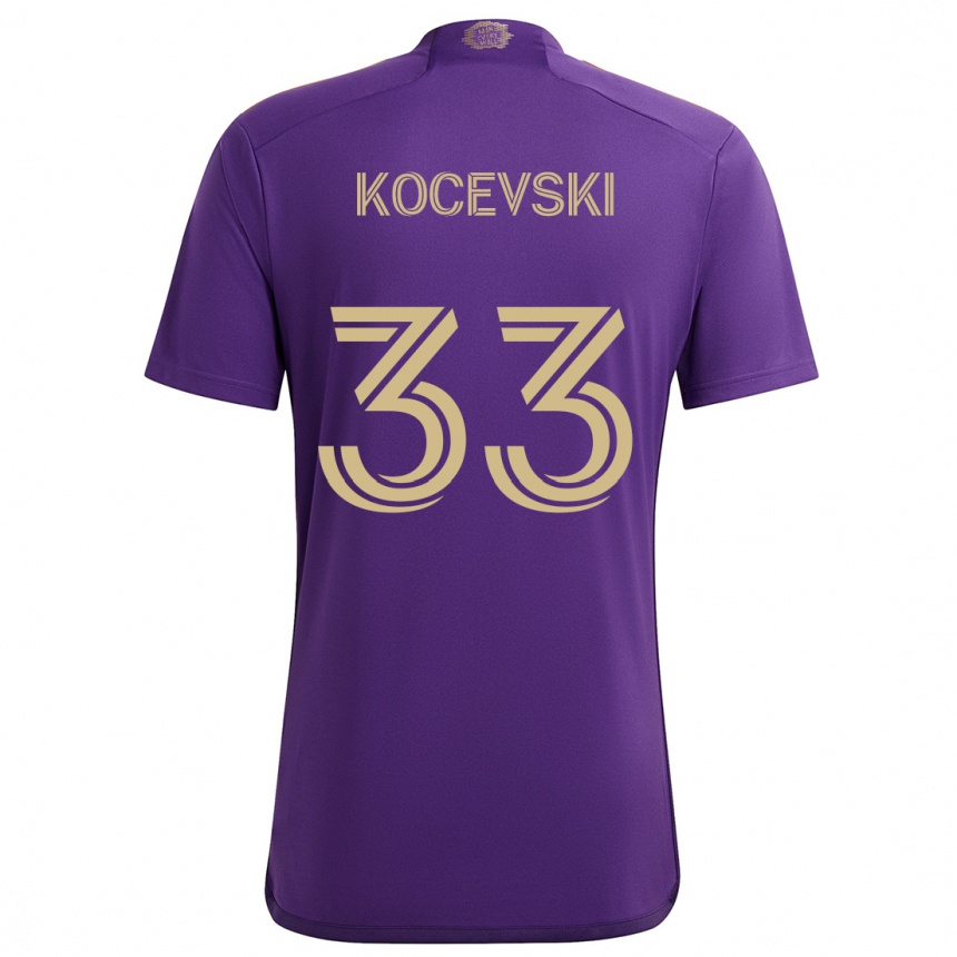 Kids Football Jeorgio Kocevski #33 Purple Yellow Home Jersey 2024/25 T-Shirt Canada