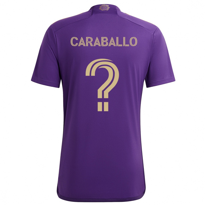 Kids Football Gustavo Caraballo #0 Purple Yellow Home Jersey 2024/25 T-Shirt Canada