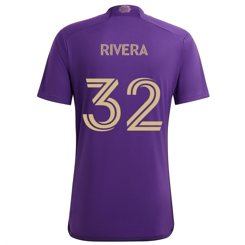 Kids Football Wilfredo Rivera #32 Purple Yellow Home Jersey 2024/25 T-Shirt Canada