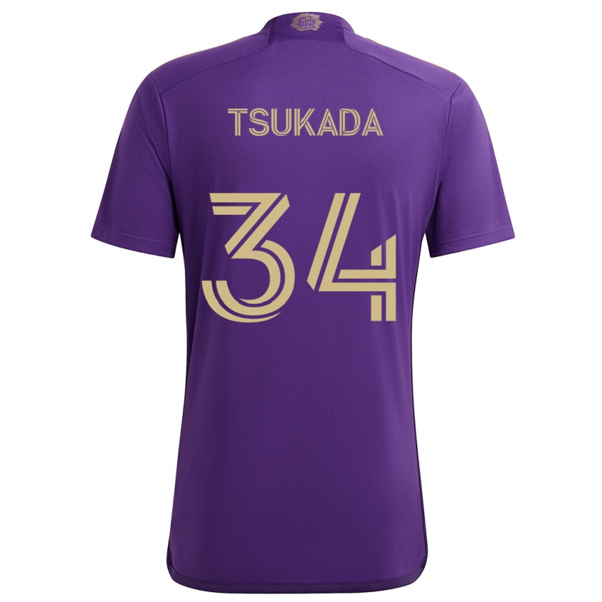 Kids Football Yutaro Tsukada #34 Purple Yellow Home Jersey 2024/25 T-Shirt Canada