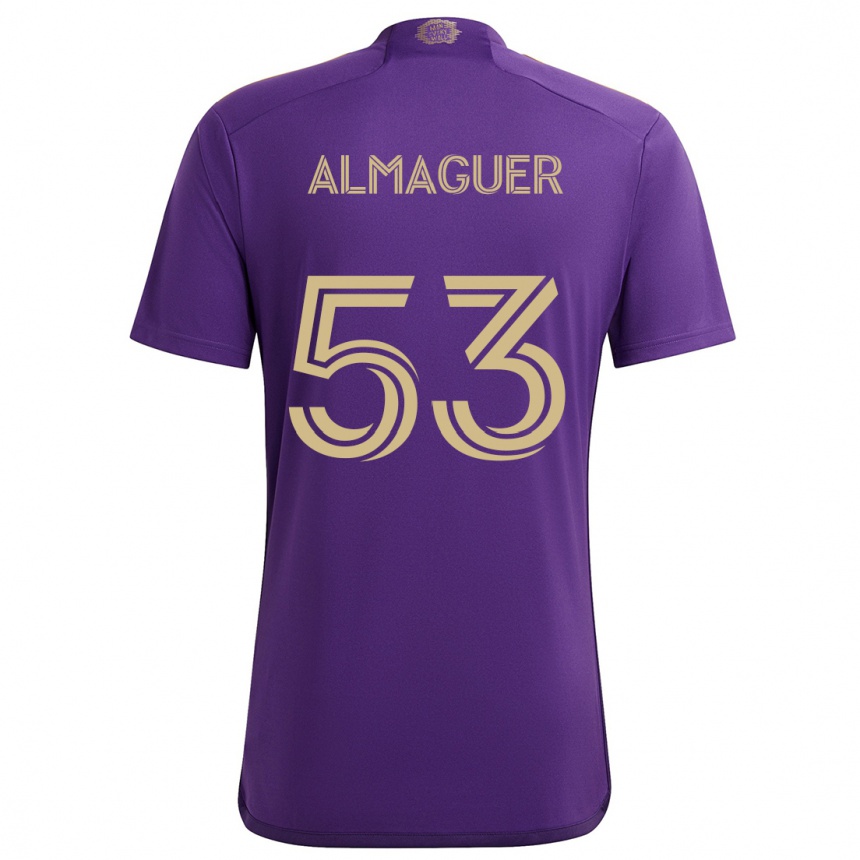 Kids Football Jorge Almaguer #53 Purple Yellow Home Jersey 2024/25 T-Shirt Canada