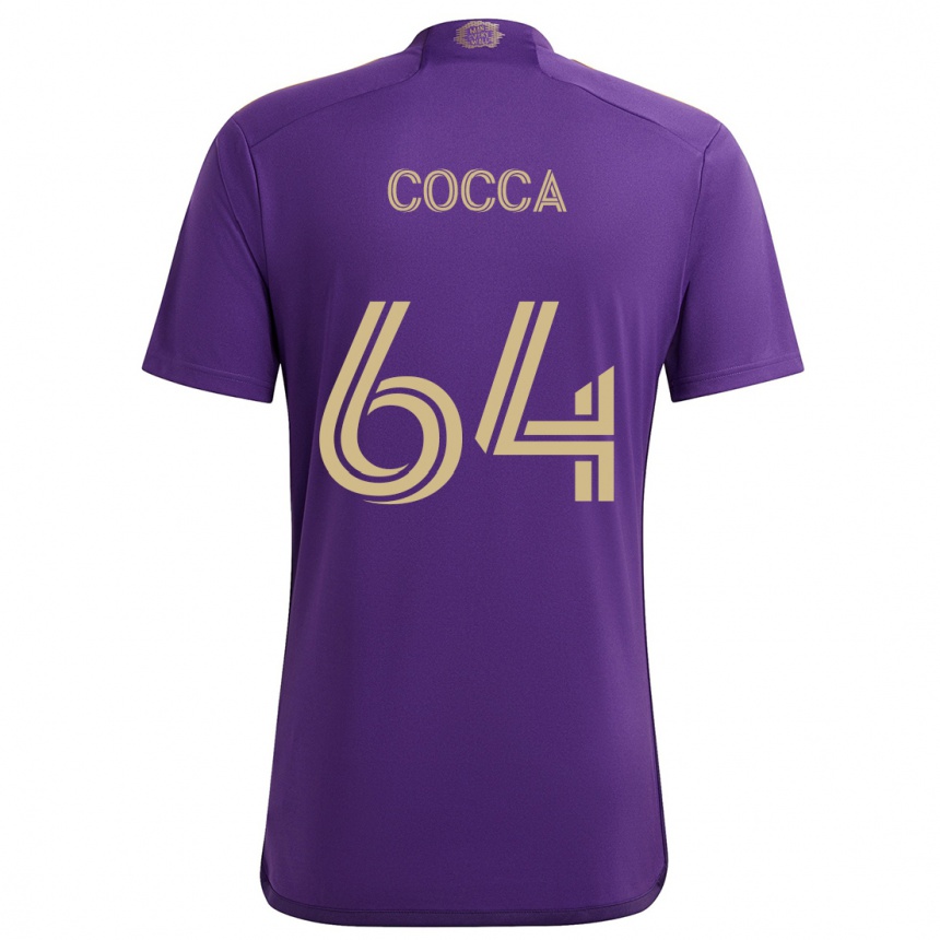 Kids Football Manuel Cocca #64 Purple Yellow Home Jersey 2024/25 T-Shirt Canada