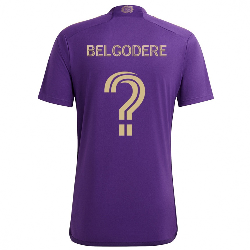 Kids Football Matthew Belgodere #0 Purple Yellow Home Jersey 2024/25 T-Shirt Canada