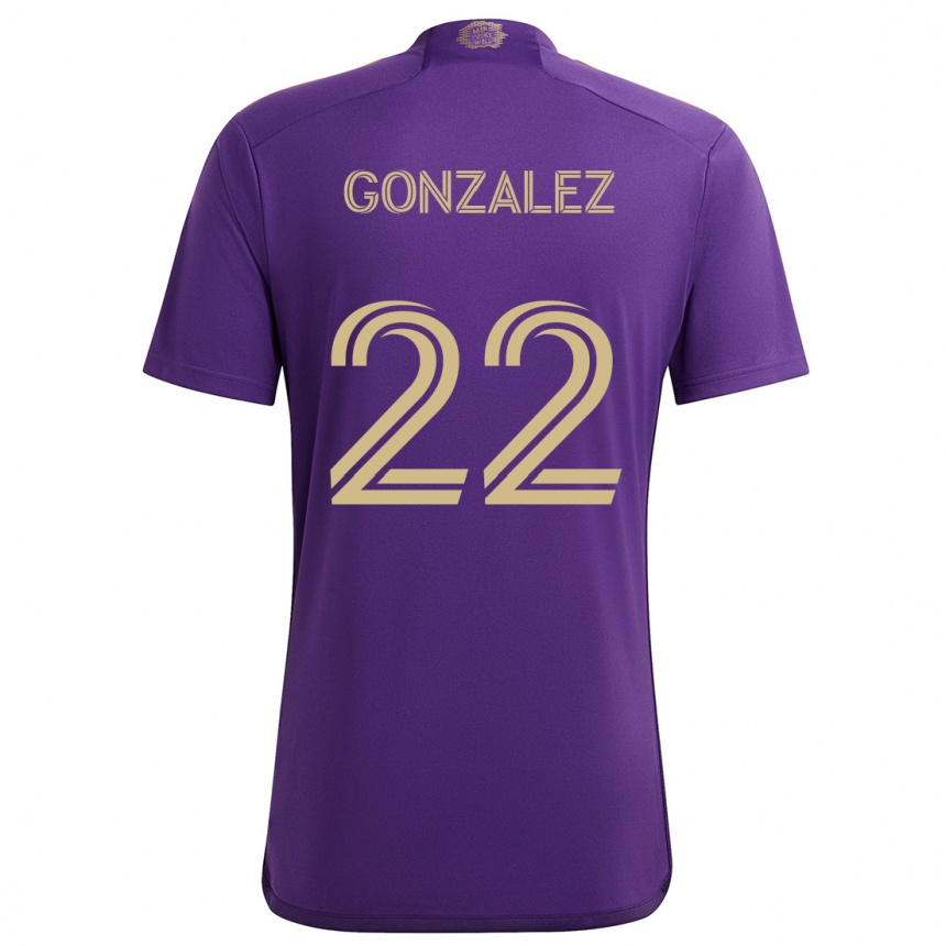 Kids Football Gastón González #22 Purple Yellow Home Jersey 2024/25 T-Shirt Canada