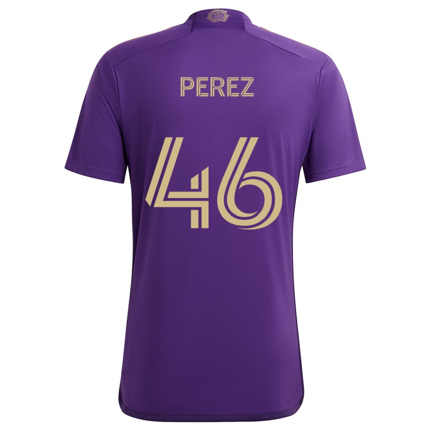 Kids Football Franco Pérez #46 Purple Yellow Home Jersey 2024/25 T-Shirt Canada