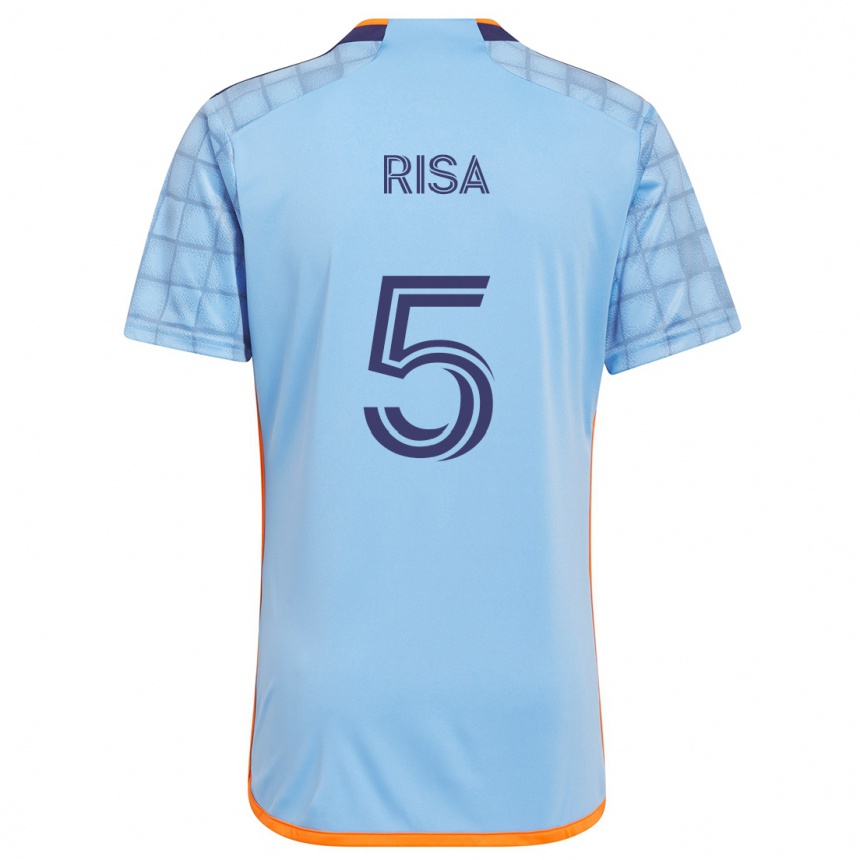 Kids Football Birk Risa #5 Blue Orange Home Jersey 2024/25 T-Shirt Canada