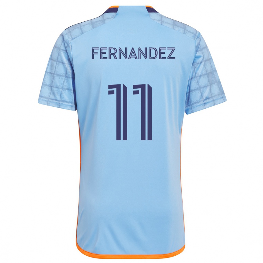 Kids Football Julián Fernández #11 Blue Orange Home Jersey 2024/25 T-Shirt Canada