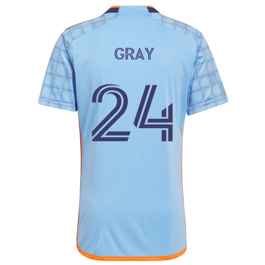 Enfant Football Maillot Tayvon Gray #24 Bleu Orange Tenues Domicile 2024/25 Canada