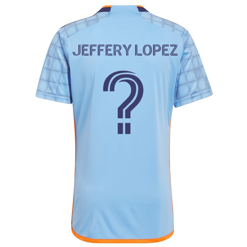 Kids Football Jeffery López #0 Blue Orange Home Jersey 2024/25 T-Shirt Canada