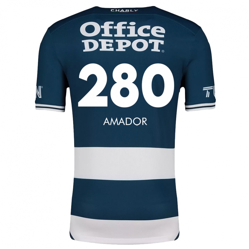 Enfant Football Maillot Santiago Amador #280 Bleu Blanc Tenues Domicile 2024/25 Canada