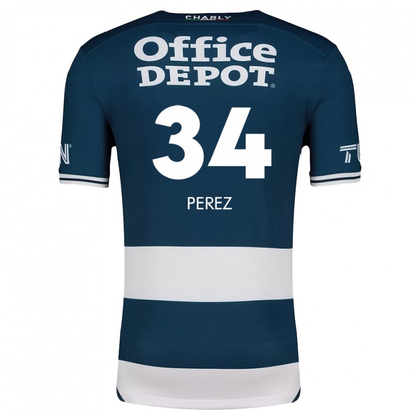 Kids Football Julio Pérez #34 Blue White Home Jersey 2024/25 T-Shirt Canada