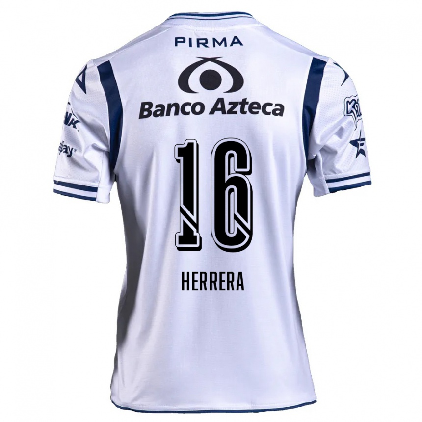 Kids Football Alberto Herrera #16 White Navy Blue Home Jersey 2024/25 T-Shirt Canada