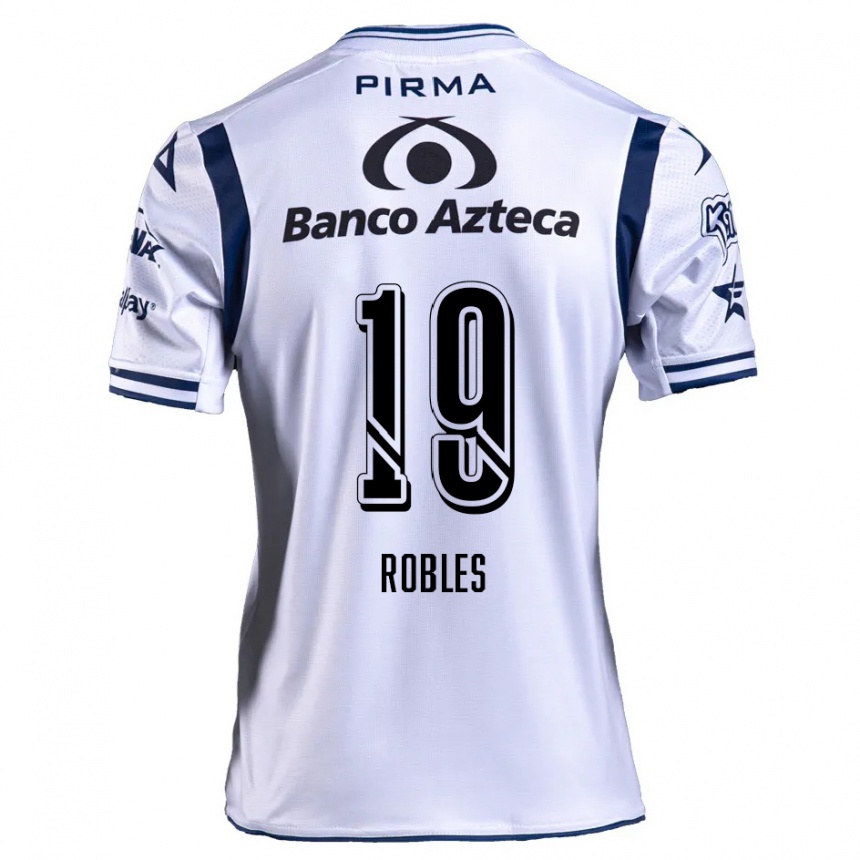 Enfant Football Maillot Ángel Robles #19 Blanc Bleu Marine Tenues Domicile 2024/25 Canada