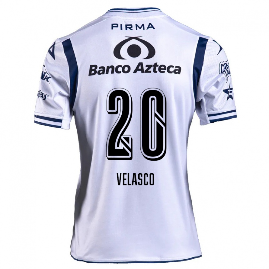 Enfant Football Maillot Kevin Velasco #20 Blanc Bleu Marine Tenues Domicile 2024/25 Canada