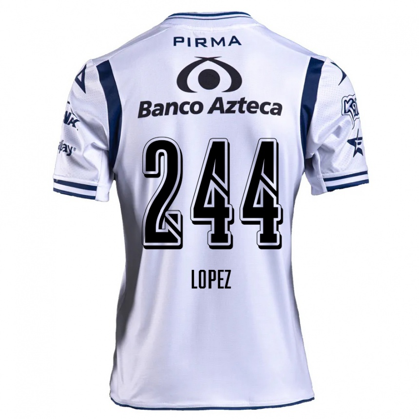 Kids Football Daniel López #244 White Navy Blue Home Jersey 2024/25 T-Shirt Canada