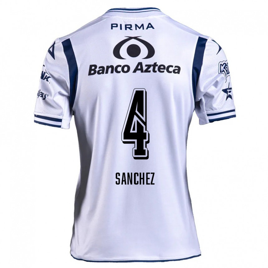 Kids Football Liliana Sánchez #4 White Navy Blue Home Jersey 2024/25 T-Shirt Canada