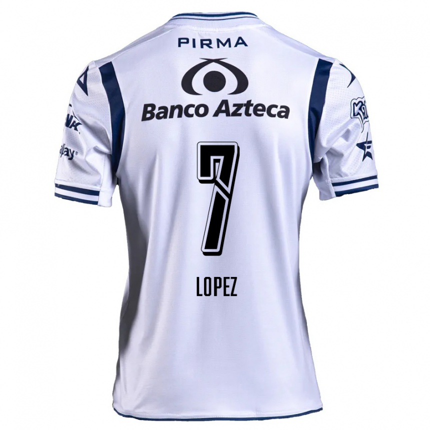 Kids Football Viridiana López #7 White Navy Blue Home Jersey 2024/25 T-Shirt Canada