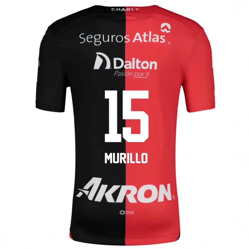 Kids Football Jhon Murillo #15 Red Black Home Jersey 2024/25 T-Shirt Canada