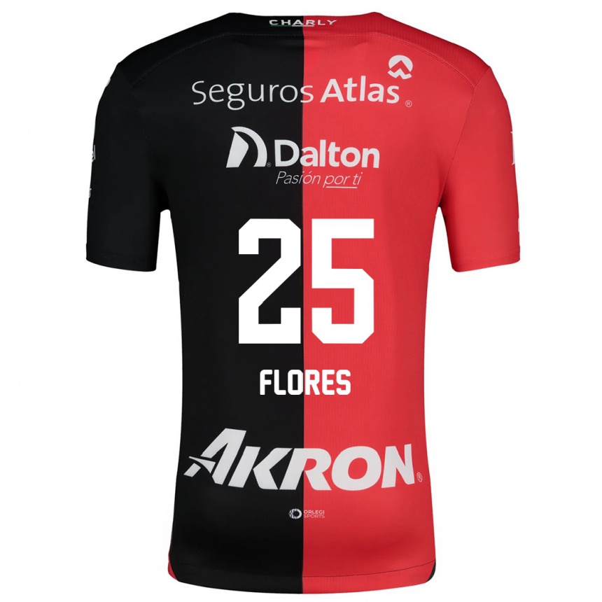 Enfant Football Maillot Leonardo Flores #25 Rouge Noir Tenues Domicile 2024/25 Canada