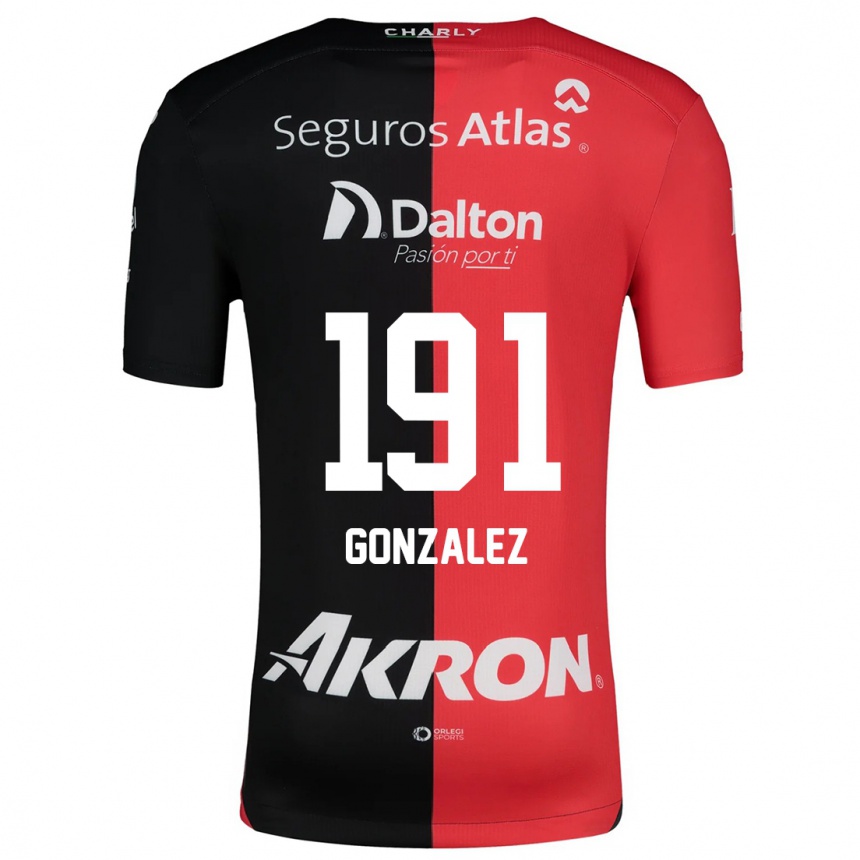 Kids Football Juan González #191 Red Black Home Jersey 2024/25 T-Shirt Canada