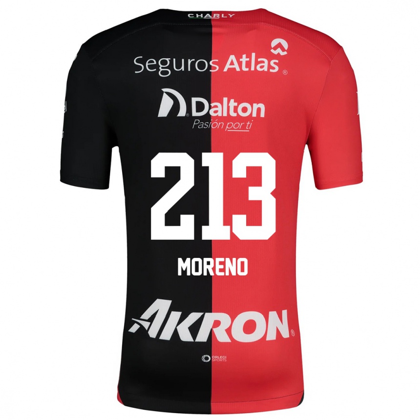 Enfant Football Maillot Eduardo Moreno #213 Rouge Noir Tenues Domicile 2024/25 Canada