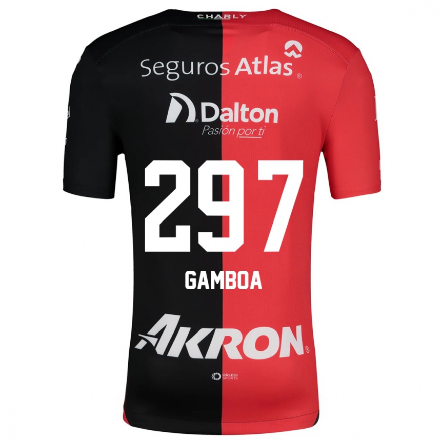 Enfant Football Maillot Luis Gamboa #297 Rouge Noir Tenues Domicile 2024/25 Canada