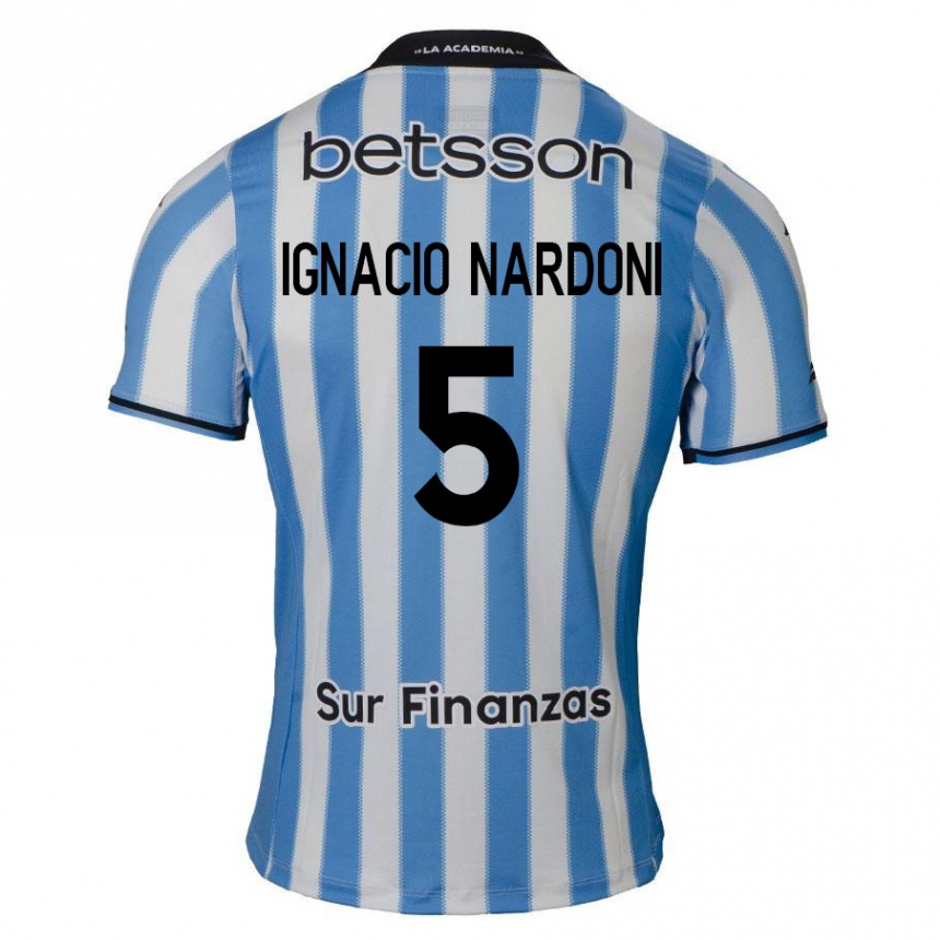 Kids Football Juan Ignacio Nardoni #5 Blue White Black Home Jersey 2024/25 T-Shirt Canada