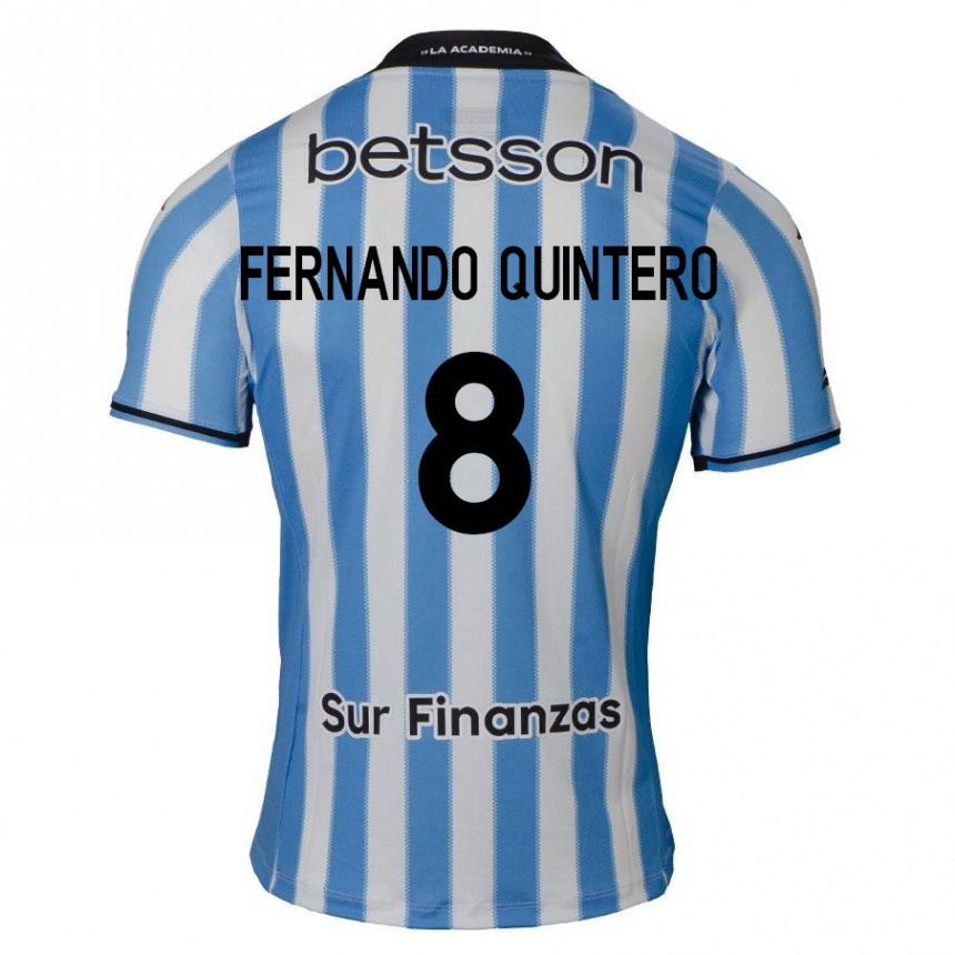 Kids Football Juan Fernando Quintero #8 Blue White Black Home Jersey 2024/25 T-Shirt Canada