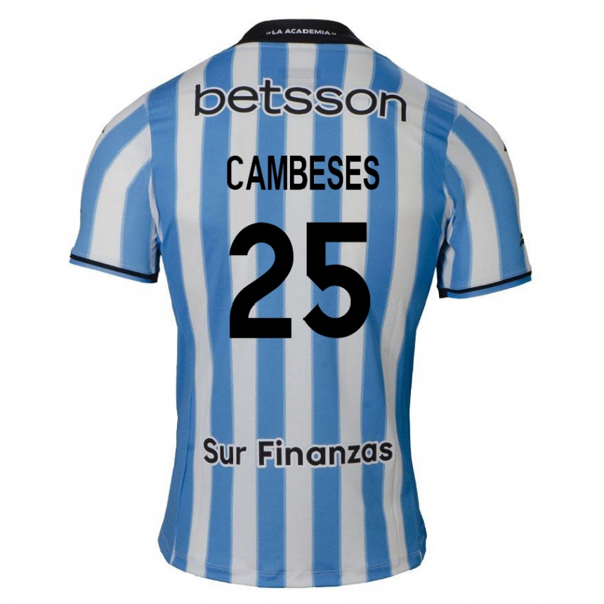 Kids Football Facundo Cambeses #25 Blue White Black Home Jersey 2024/25 T-Shirt Canada