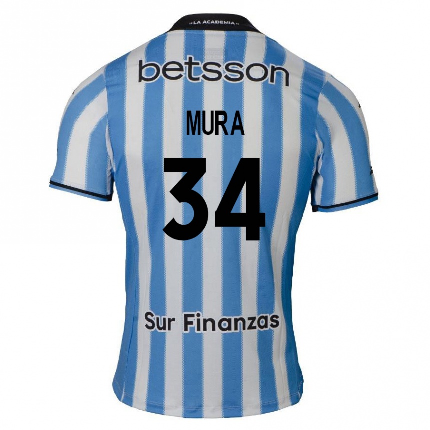 Kids Football Facundo Mura #34 Blue White Black Home Jersey 2024/25 T-Shirt Canada