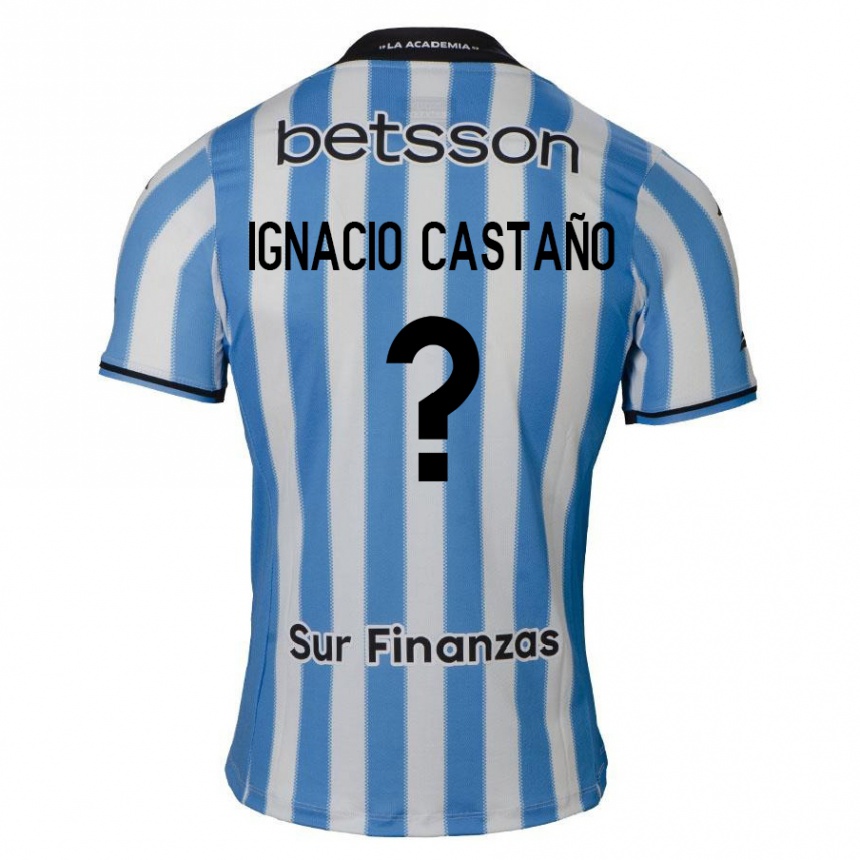 Enfant Football Maillot Juan Ignacio Castaño #0 Bleu Blanc Noir Tenues Domicile 2024/25 Canada